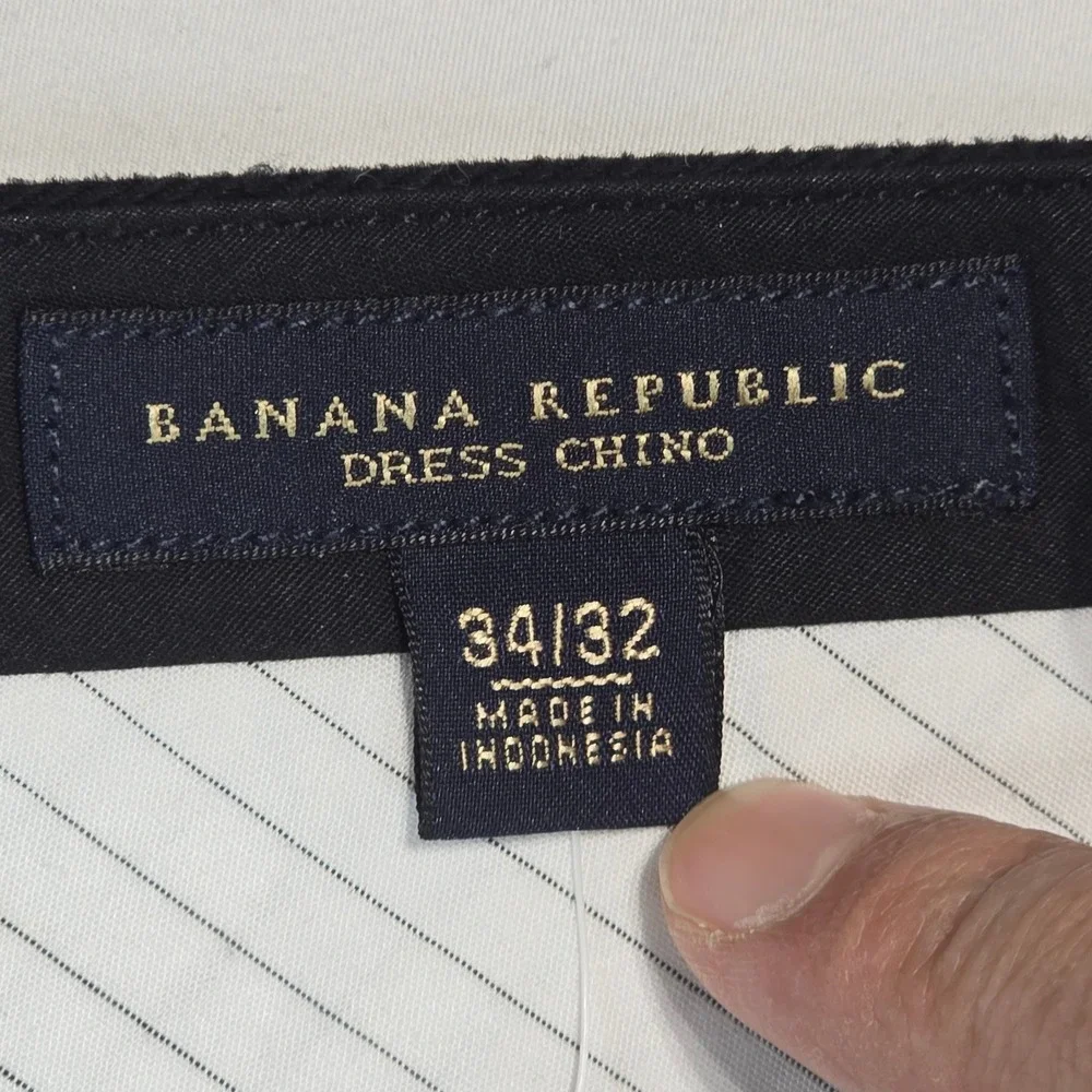 Banana Republic Mens Dress Chino Pants Navy Blue 100% Cotton 34x32 324733